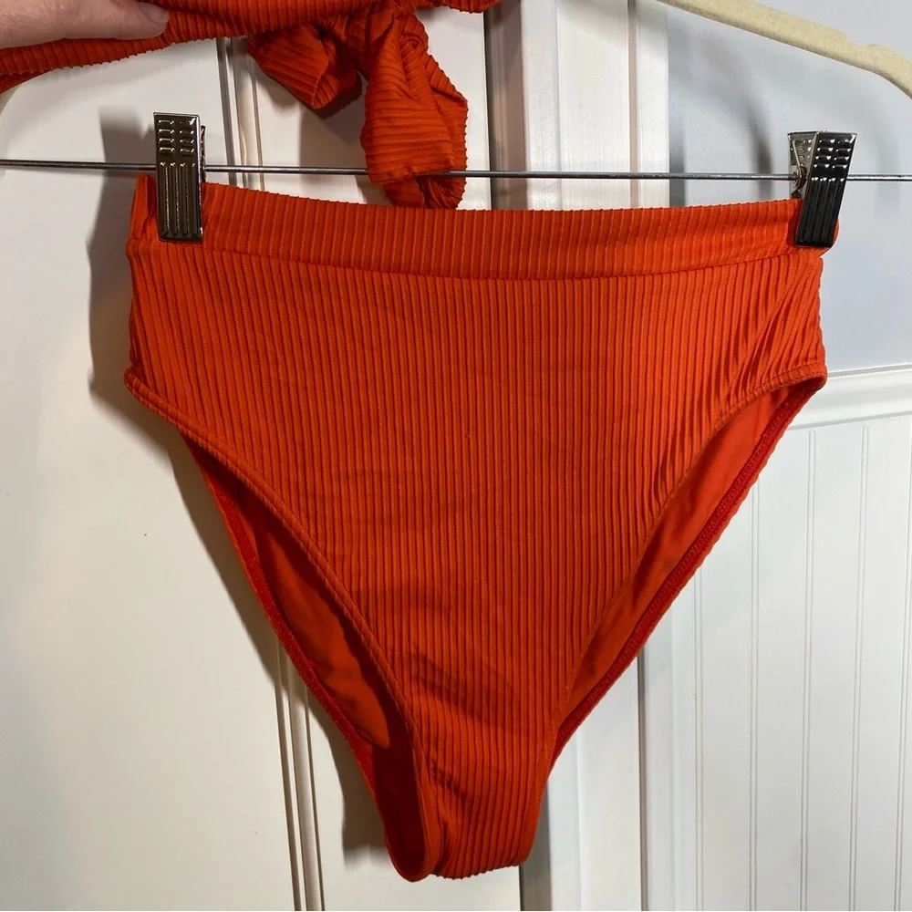 Monday Swimwear Bikini SET Santorini Top Red Rib & Riviera Bottom Retired‎ HTF